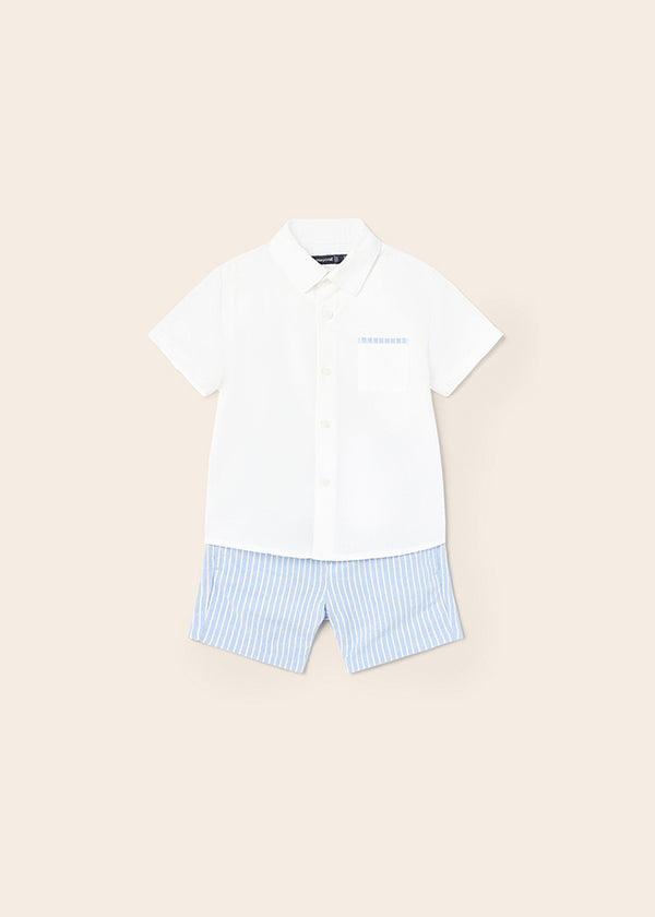 Completo 2 pezzi con bermuda e camicia lino neonato