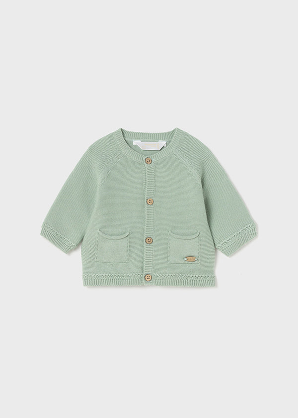 Giacca tricot in cotone sostenibile neonato verde