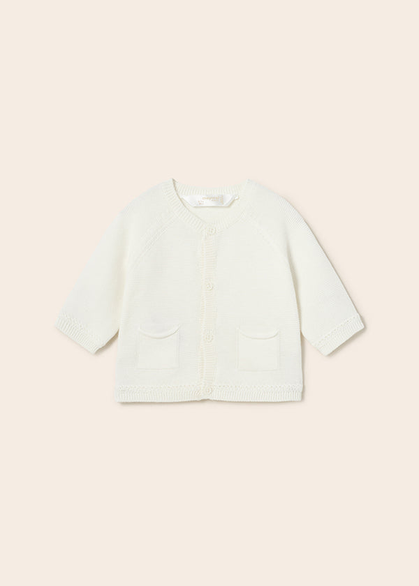 Giacca tricot in cotone sostenibile neonato bianco