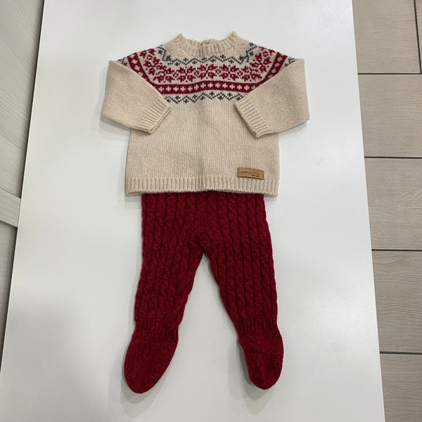 Tutina 2 pezzi lavorata ai ferri in lana e cashmere