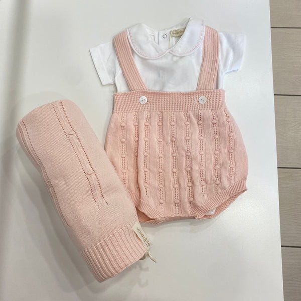 Uscita clinica salopette con body  e copertina in cotone organico