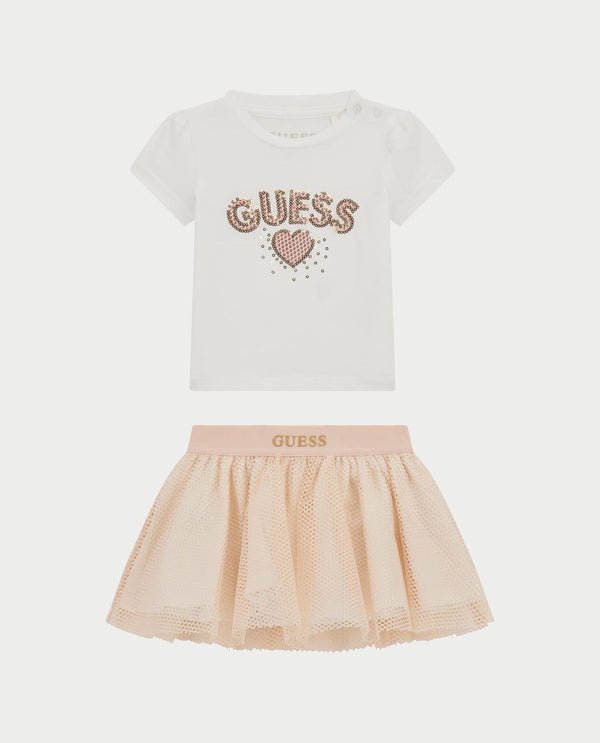 Completo Guess t-shirt e gonna con logo