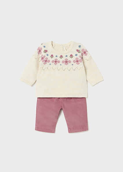 Completo pantalone e maglione neonata