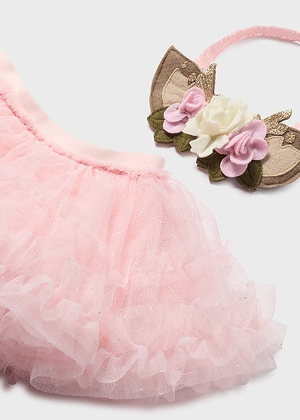 Gonna tulle con fascia orecchie neonata