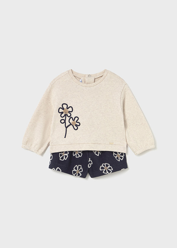 Completo pantaloncino fiori neonata