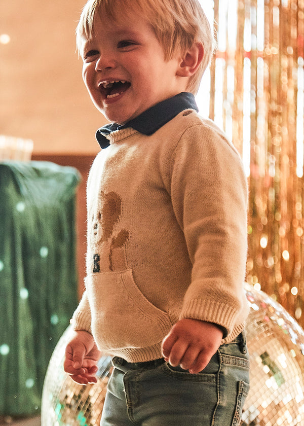 Multicolor sweater and slim fit jeans outfit for baby boy 2306