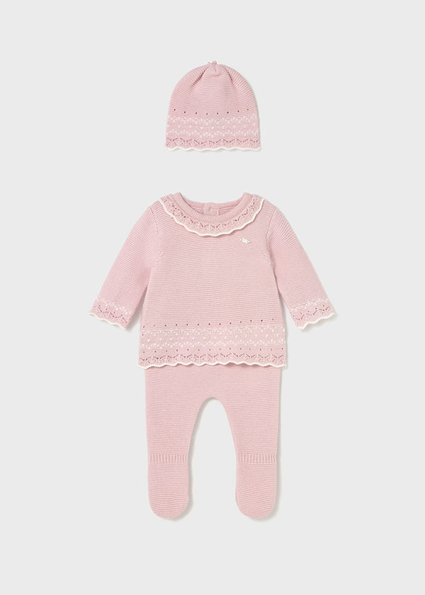 Tutina 3 pezzi filato caldo neonata