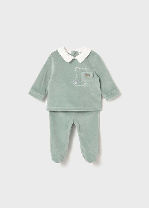 Tutina 2 pezzi in ciniglia neonato