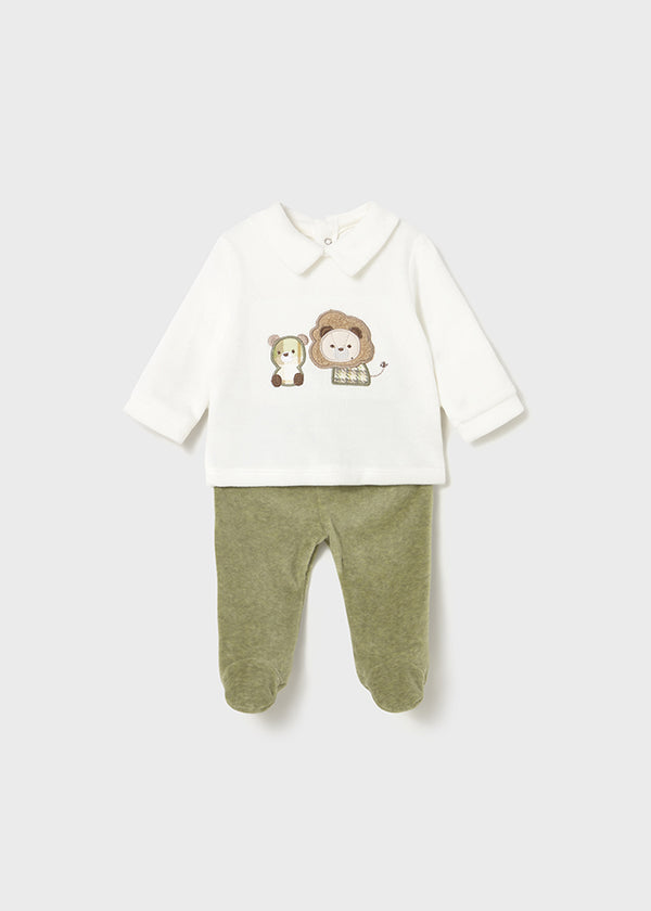 Tutina 2 pezzi in ciniglia neonato