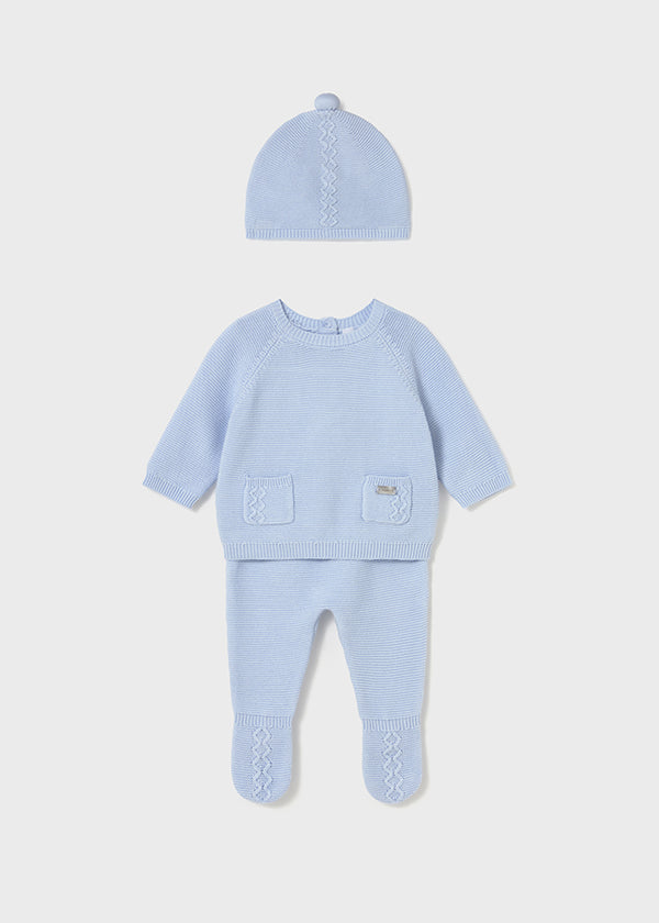 Tutina 2 pezzi con cappello in filato caldo