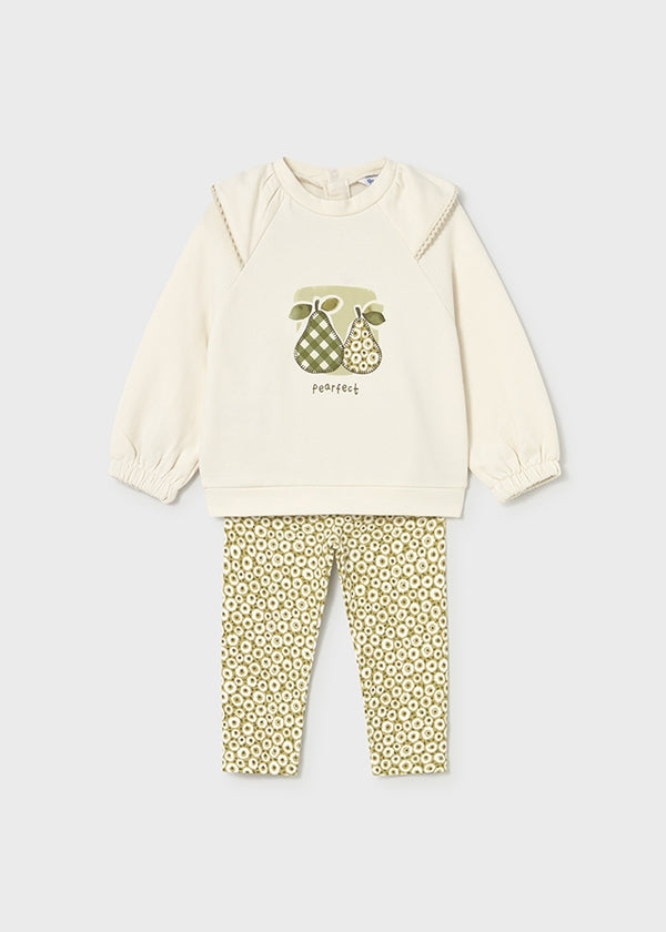 Completo leggings stampato e felpa neonata