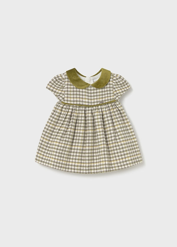 Vestito quadri e velluto neonata