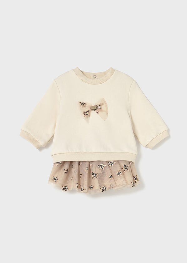 Completo gonna tulle e felpa neonata