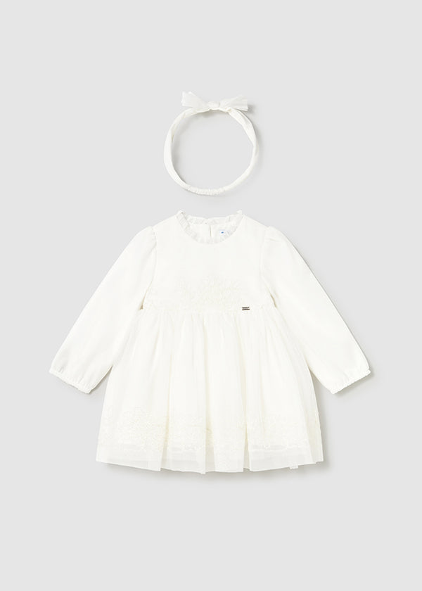 Vestito cerimonia tulle ricamato neonata