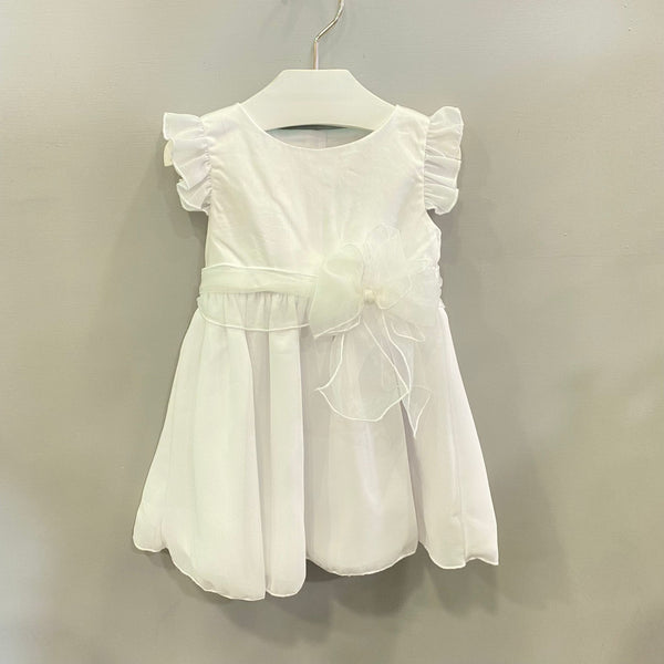 Abito in rasatello e chiffon bianco/bianco