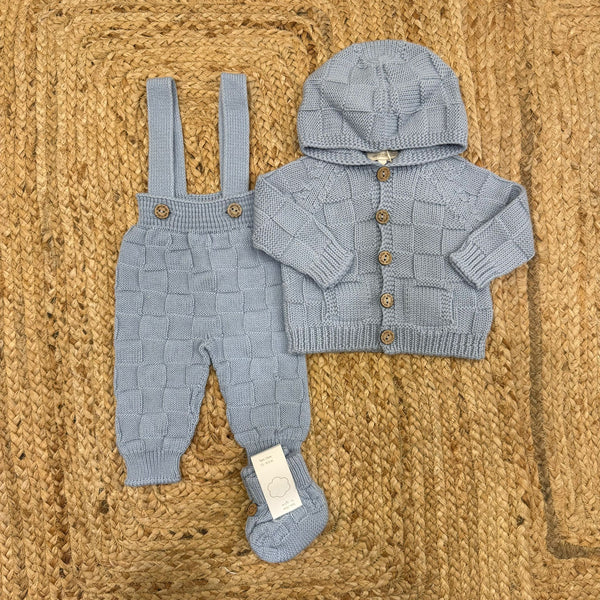 Tutina salopette con cardigan e babbucce in lana