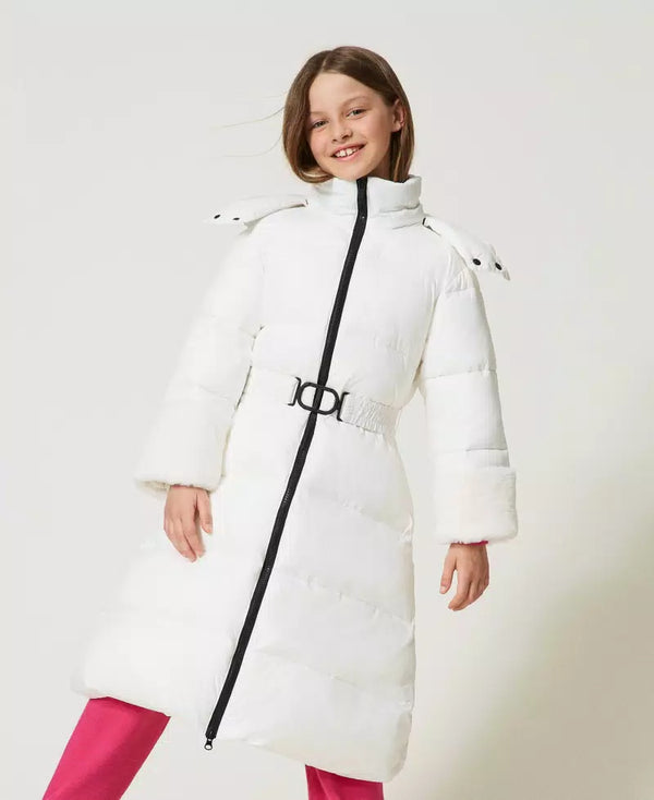 Piumino lungo con faux fur ragazza