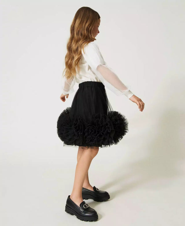 Gonna corta in tulle con rose TWIN SET  2 a 16 anni