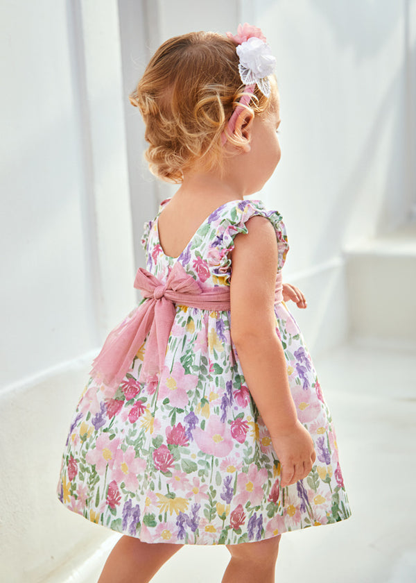 Vestito floreale con fusciacca neonata