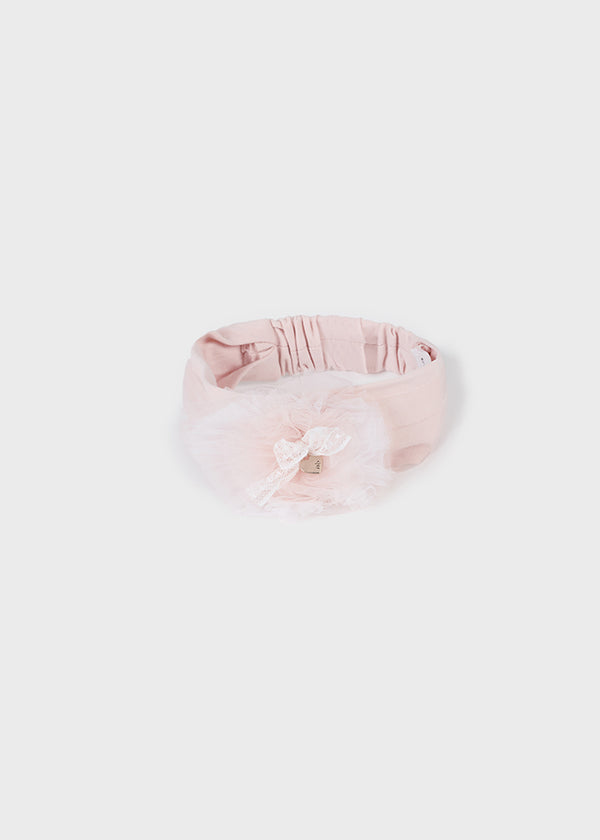 Fascia elastica fiore tulle rosa neonata