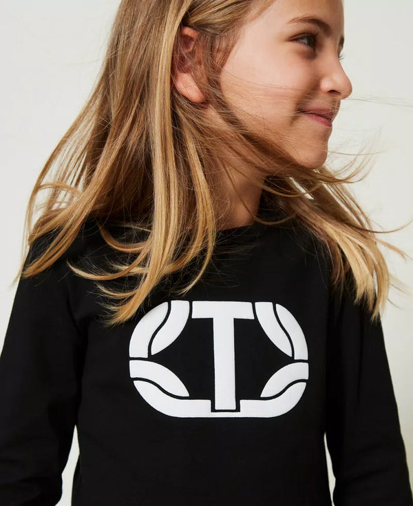 T-shirt cropped con logo gommato ragazza