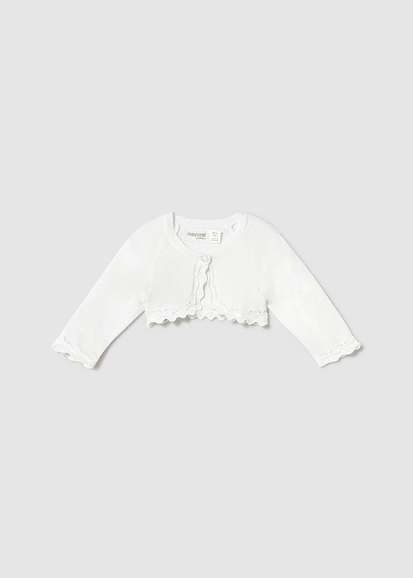 Cardigan tricot bianco neonata