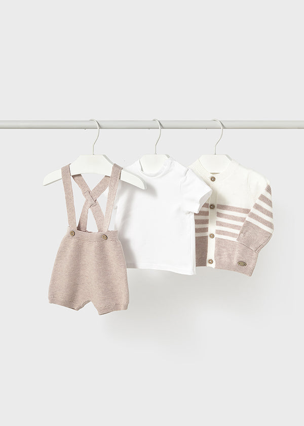 Completo 3 pezzi tricot con cardigan neonato