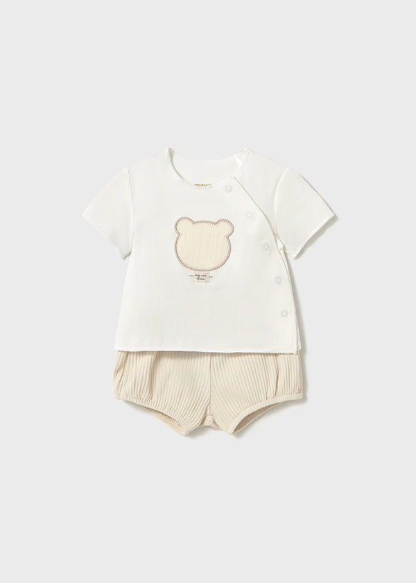 Completo pantaloncino e maglietta orsetto neonata