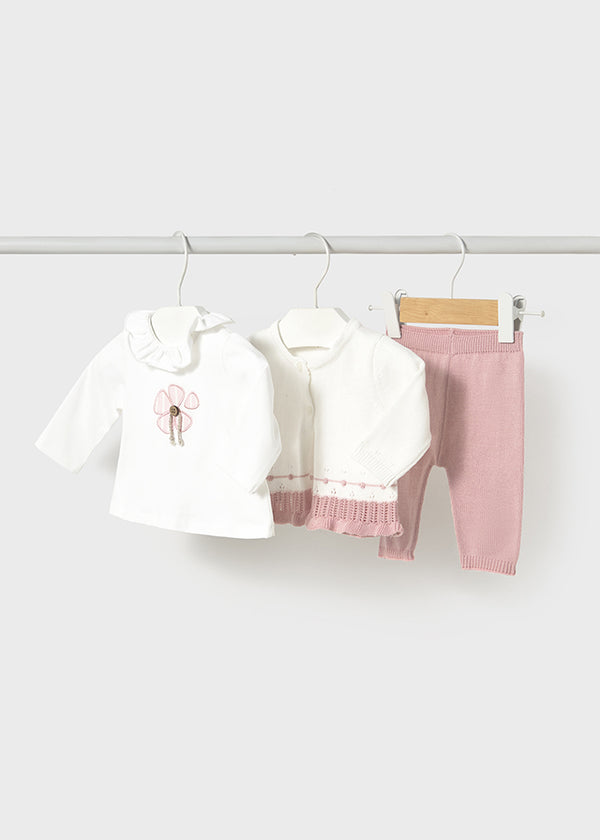 Completo 3 pezzi tricot neonata