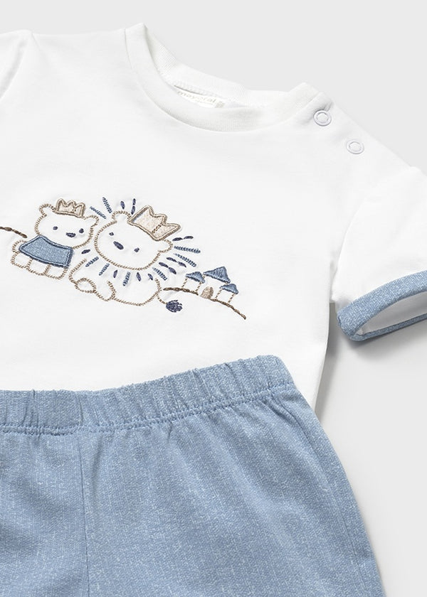 Completo pantaloncino e maglietta animaletti neonato