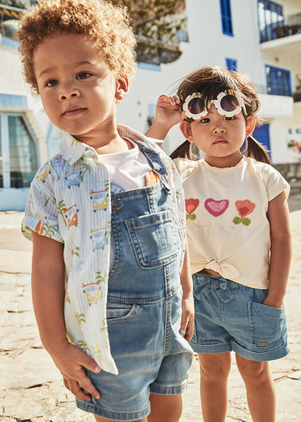 Salopette corta jeans neonato