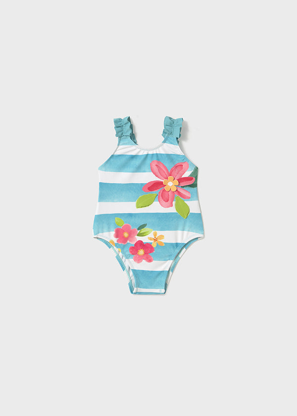 Costume righe e fioti neonata