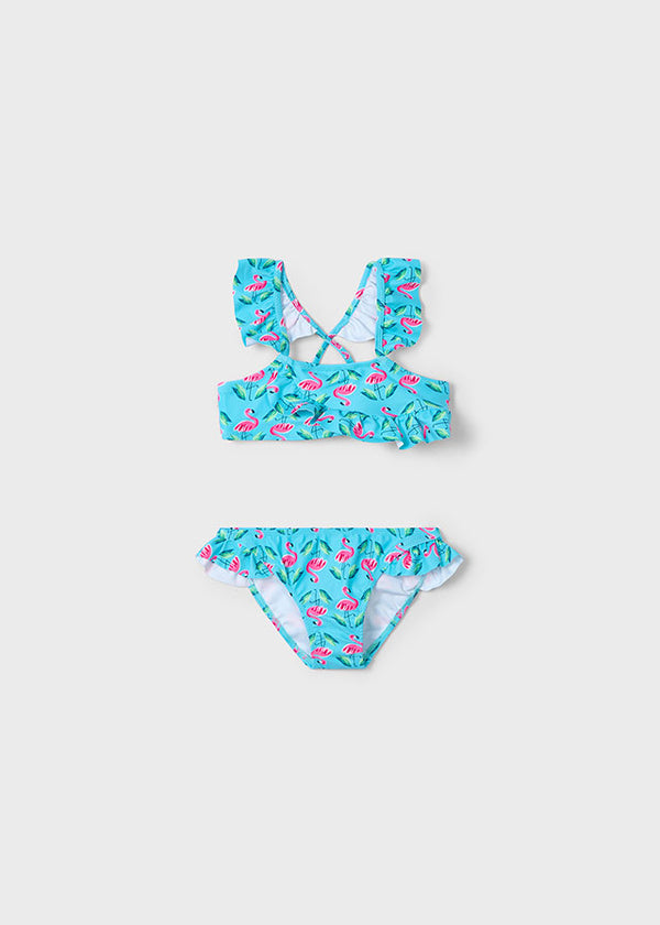 Bikini stampa volant bambina