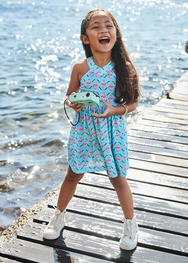 Vestito stampato spalle intrecciate bambina