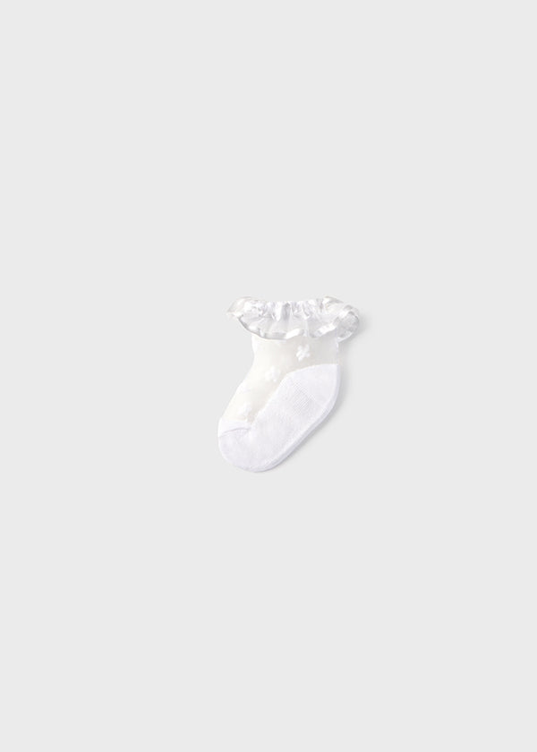 Calzini fiori neonata bianco