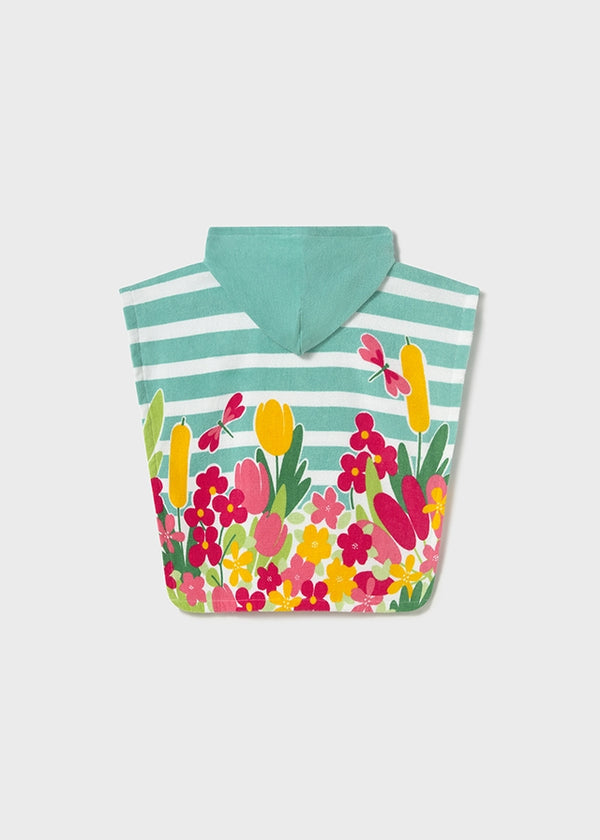 Asciugamano mare con cappuccio fiori neonato