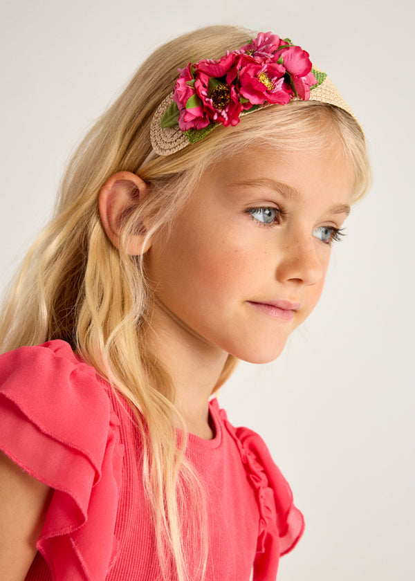Cerchietto magenta fiori bambina