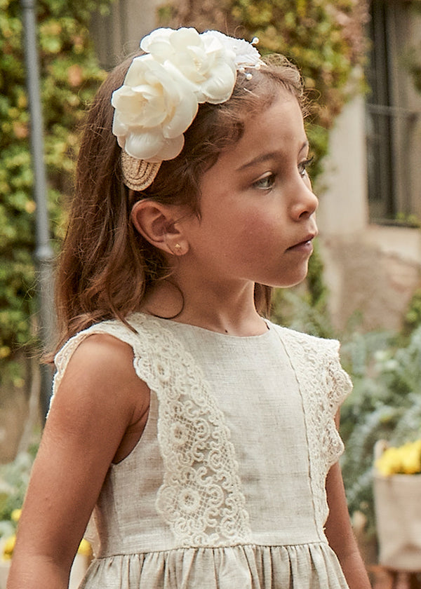 Cerchietto ecrù fiori bambina