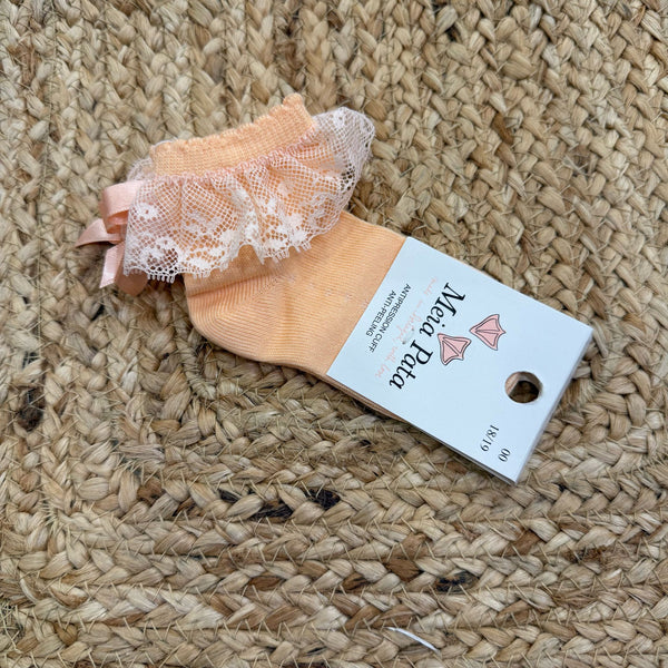 Calze corte pesca con fiocco in pizzo e raso