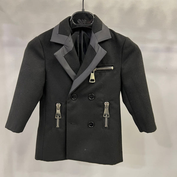 Cappotto nero con zip 2 a 16 anni