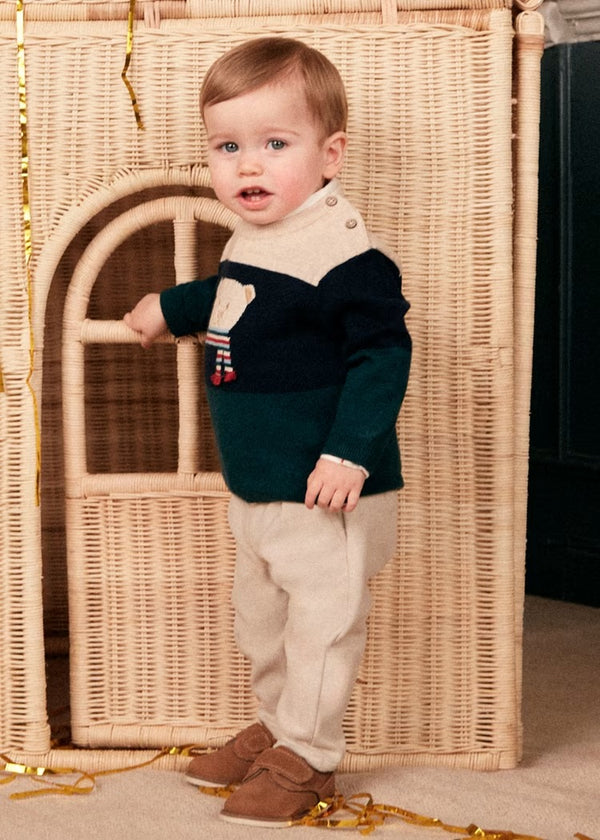 Multicolor sweater and slim fit jeans outfit for baby boy 2306