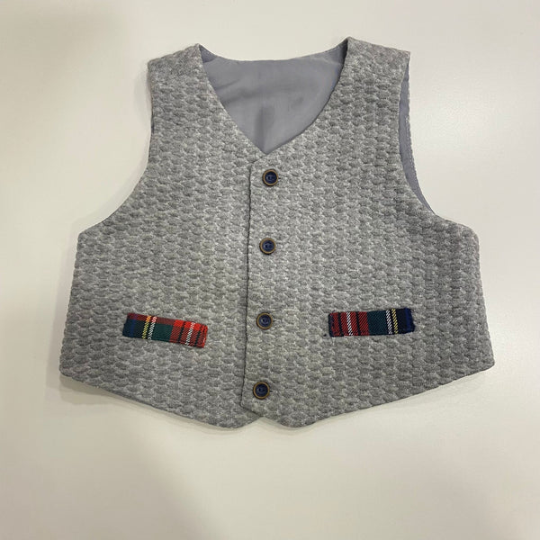 Panciotto con richiami tartan 6m a 24m