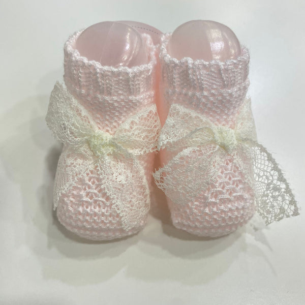 Scarpina con fiocco pizzo in filato leggero