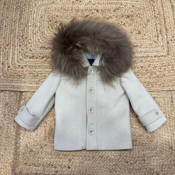 Cappotto beige con  pelliccia