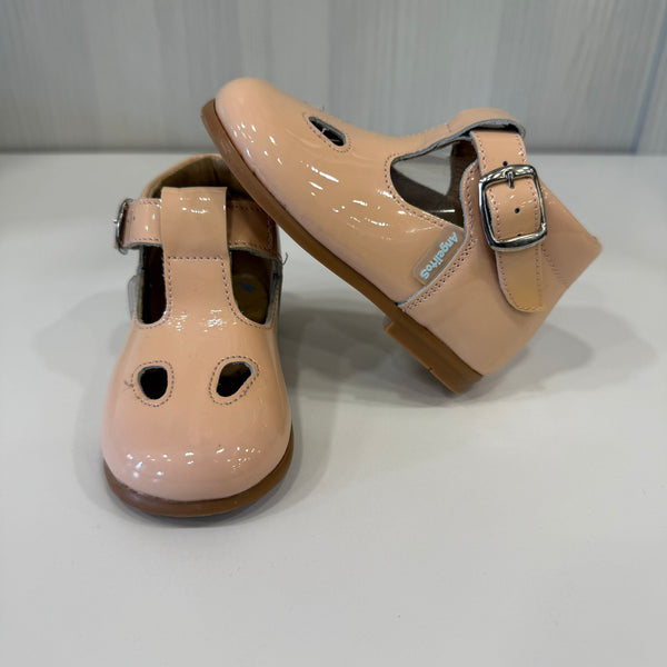 Shiny first steps shoe in genuine pink leather from number 18 to 24 