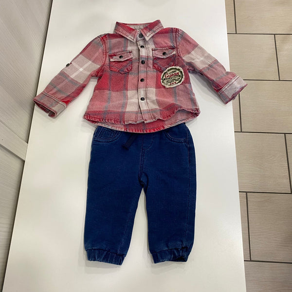 Completo camicia e jeans neonato