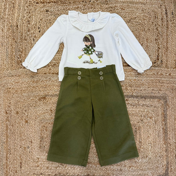 Completo pantalone twill e maglia neonata
