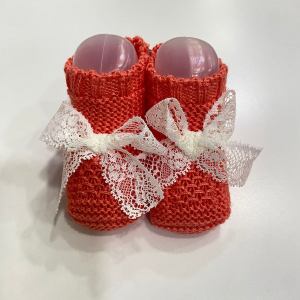Scarpina con fiocco pizzo in filato leggero