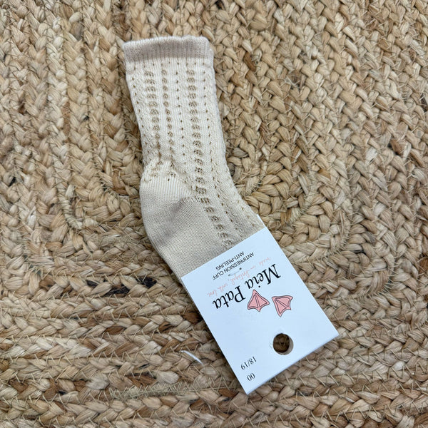 Calzino cotone traforato alto beige