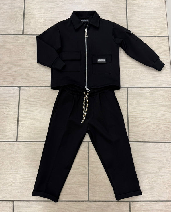 Completo nero camicia e pantalone 2-16 anni
